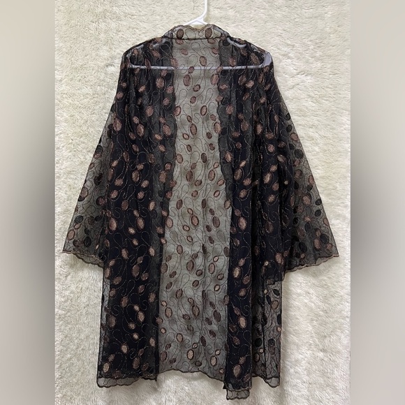 EMBROIDERED Mesh Dress Cardigan / Beach Cover Up - Picture 4 of 10